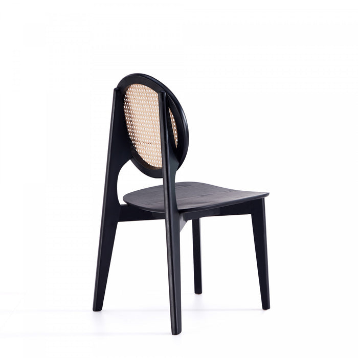Versailles Industry Chic Wood Dining Chair in Black and Natural - Set of 4