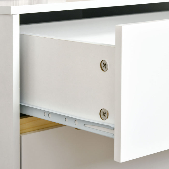 HOMCOM Bedside Table, Sofa Side Table with 2 Drawers and Wood Legs White