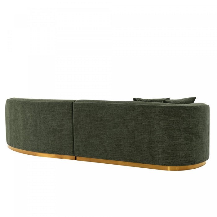 Daria Modern 132\" Chenille Sectional in Olive Green