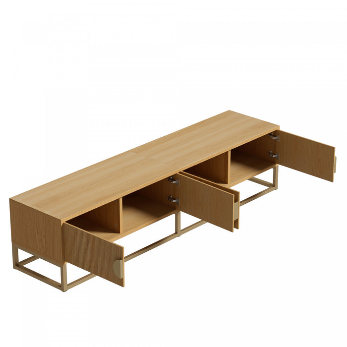 Aspect 70.8 Inch Modern TV Cabinet with Wood Grain Finish and Soft-Close Hinges, Natural