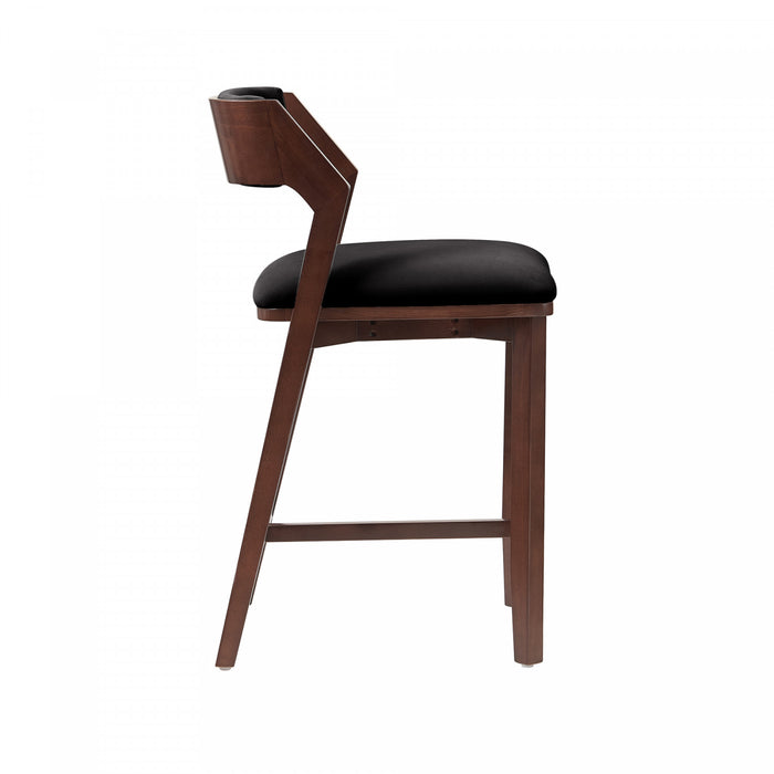 Patricia Modern Wood Upholstered Counter Stool in Black Armoire