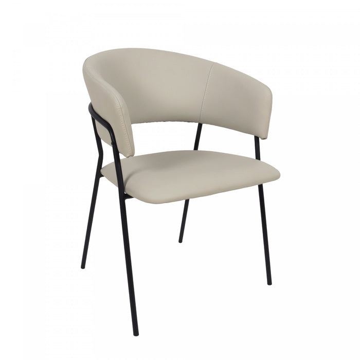 Slate Contemporary Modern Vegan Leather Metal Armchair in Stone Gray - Set of 2