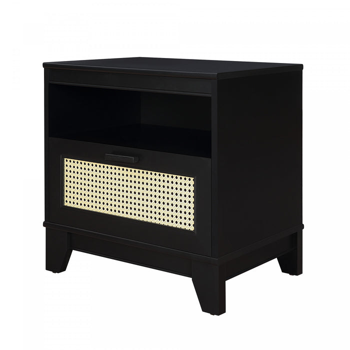 Sheridan Mid-Century Modern 22\" Nightstand in Black (1-Drawer) - Set of 2