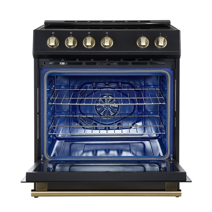 Forno Leonardo Espresso 30\" Slide-In Induction Range, Black -FFSIN0982-30BLK