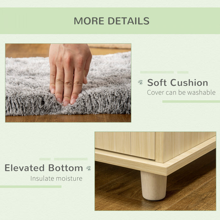 Pawhut Cat Litter Box Enclosure With Soft Cushion, Indoor Cat Washroom Storage Bench End Table With Pe Rattan Trim, Magnetic Doors, Easy Assembly, Oak