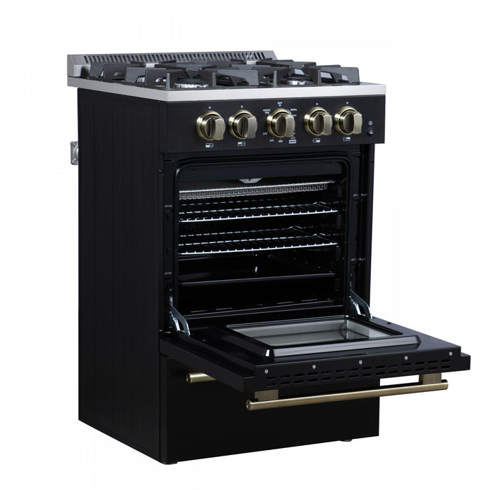 Forno Breno 24\" Freestanding Gas Range, Black - FFSGS6290-24BLK