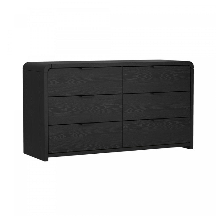 Grace Modern 60\" Dresser in Black (6-Drawer)