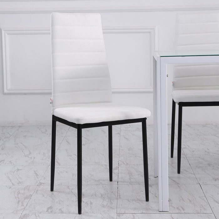 HOMCOM Dining Chairs Set of 4, Linen Fabric Upholstered Accent Chairs White