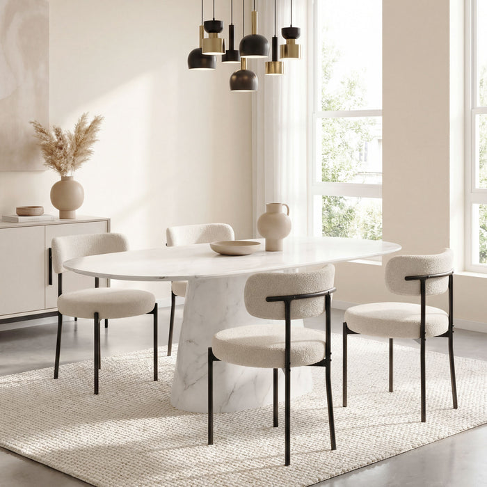 HOMCOM Dining Chairs Set of 4 Kitchen Chairs with Steel Legs, Beige
