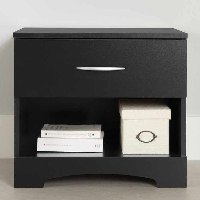 Step One 1-drawer Nightstand - End Table With Storage - Pure Black 