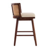 Talia Wooden Counter Height Bar Stool Set of 4 with Rattan Backrest,Walnut | Talia – Lot de 4 tabourets de bar de hauteur comptoir en bois avec dossier en rotin, finition noyer