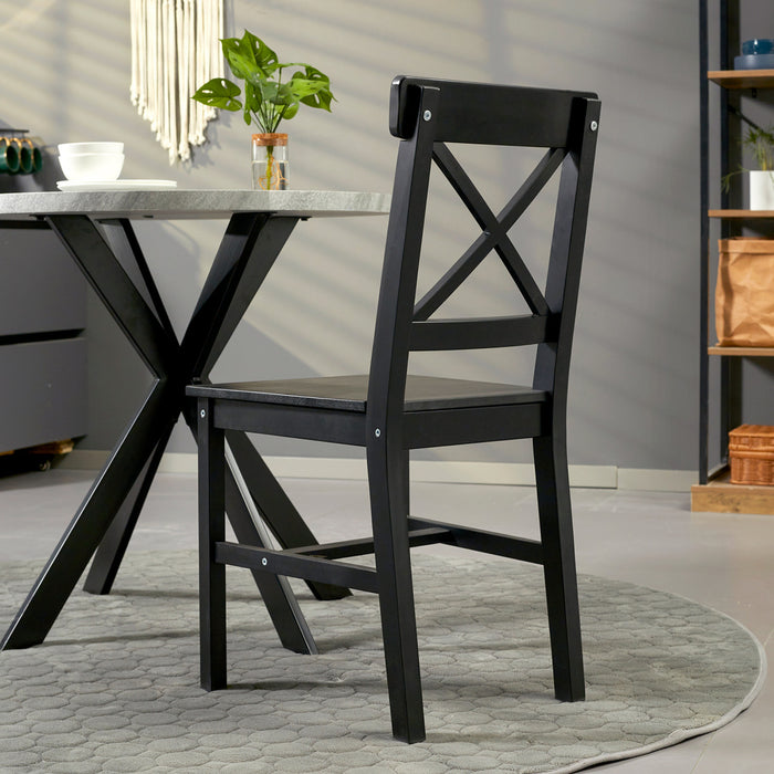 HOMCOM Farmhouse Wood Dining Chairs Set of 4 with Cross Back, Black