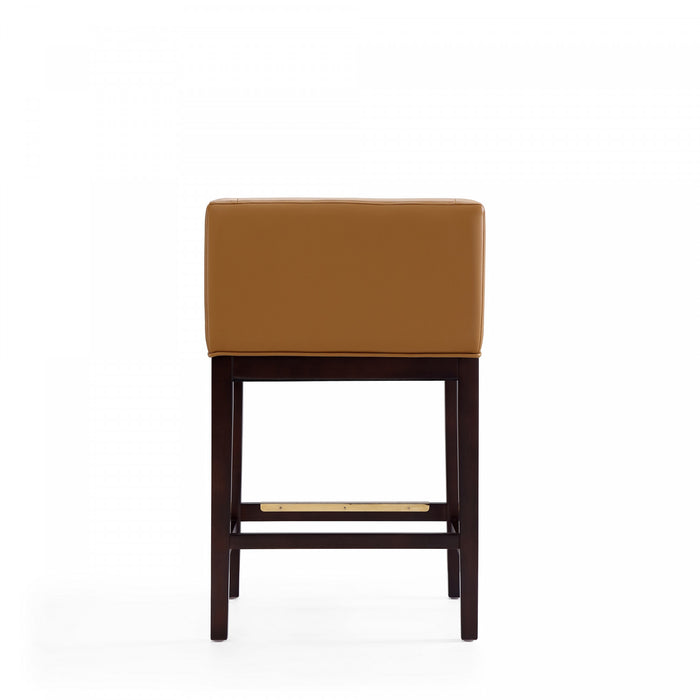 Kingsley Mid-Century Modern Wood Upholstered Counter Stool in Camel - Set of 3
