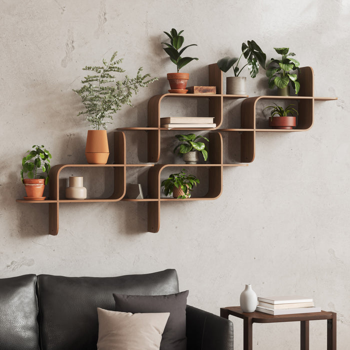 Umbra Modern Wood Montage Wall Shelf - Light Walnut