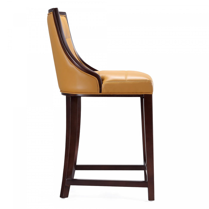 Fifth Avenue Traditional Wood Upholstered Counter Stool in Camel - Set of 3