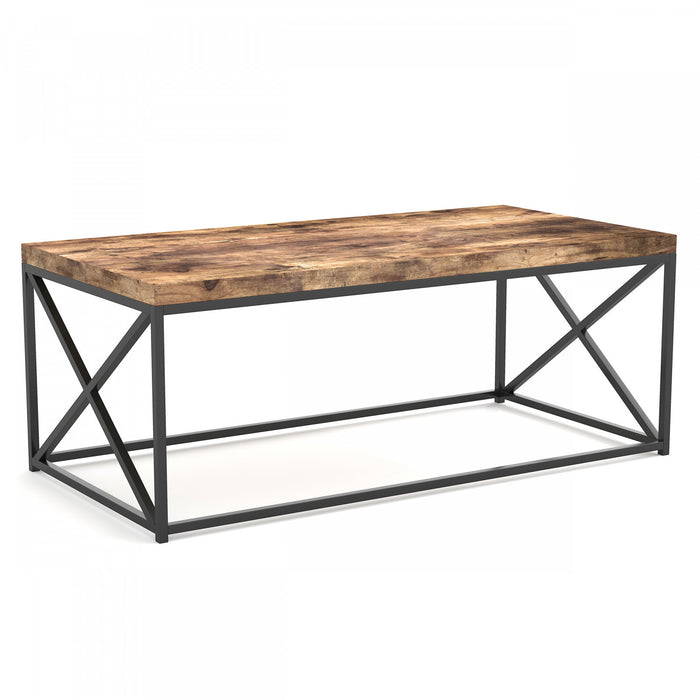44\" Coffee Table Reclaimed Wood With Black Metal