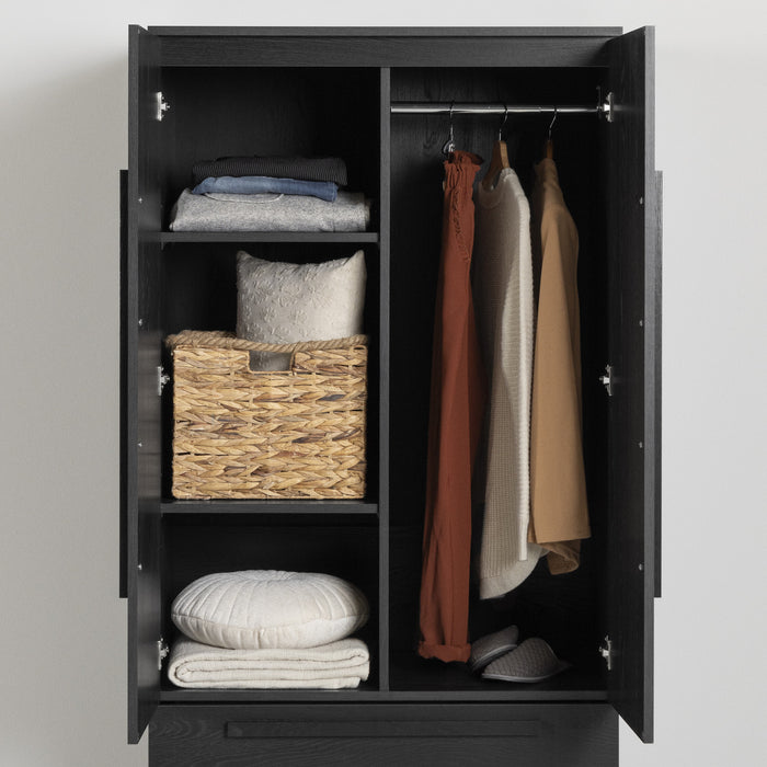 Acapella Wardrobe Armoire With Doors And Drawers - Black Oak 