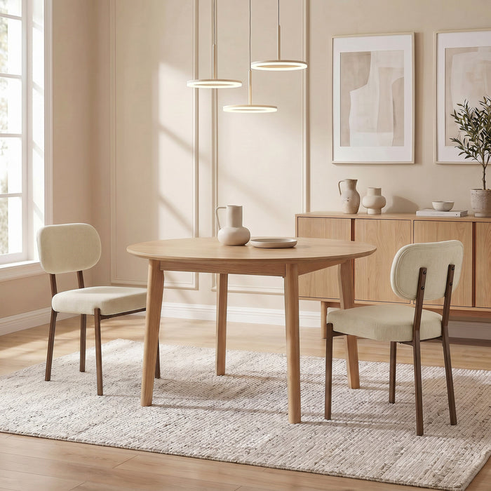 HOMCOM Upholstered Linen Fabric Dining Chairs, Kitchen Chairs, Beige