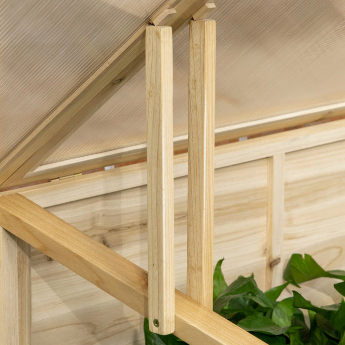 Outsunny Wooden Cold Frame With Openable Roof, Portable Mini Greenhouse For Indoor, Outdoor, Flowers, Vegetables, Plants, 66.9\"x19.7\"x17.7\" - Natural