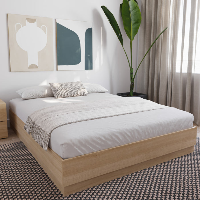 Nordika Milano Platform Full Bed - Natural Blonde Oak