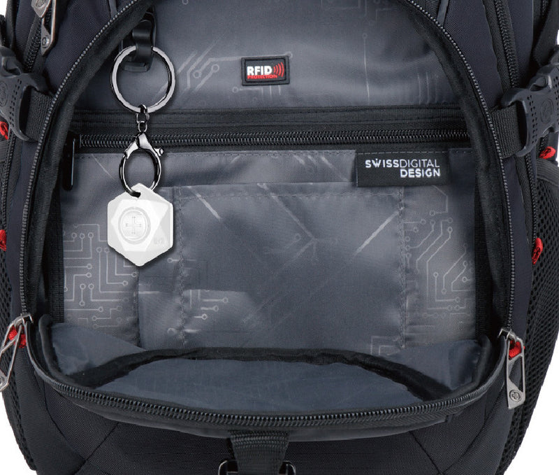 Swissdigital Meilen School Backpack – 17\" Laptop Bag, USB Charging, SDD Finder, RFID Protection, Add-A-Bag System, Travel-Ready
