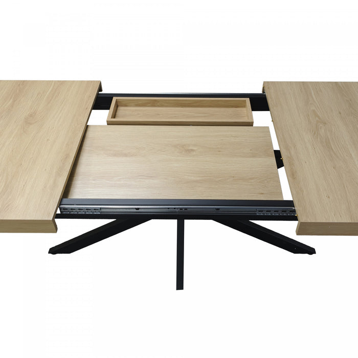Ethan Retro Rectangular Extendable Dining Table with Hidden Storage,Natural