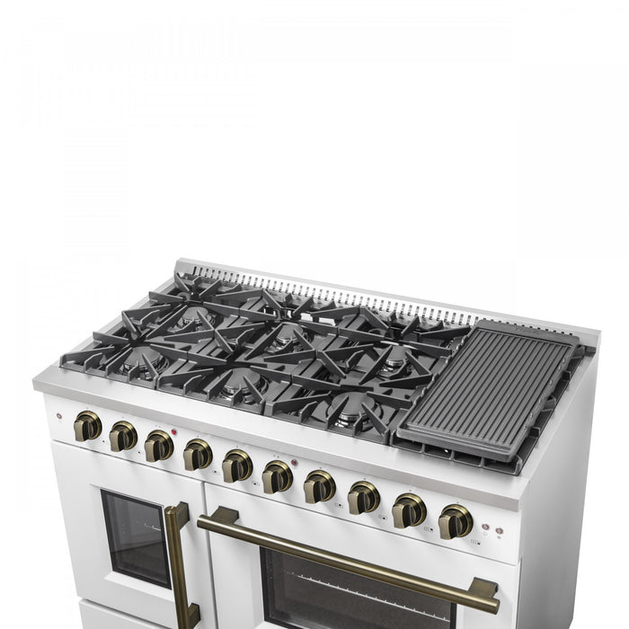 Forno Galiano 48\" White Gas Range, 4.32 cu.ft- FFSGS6444-48WHT