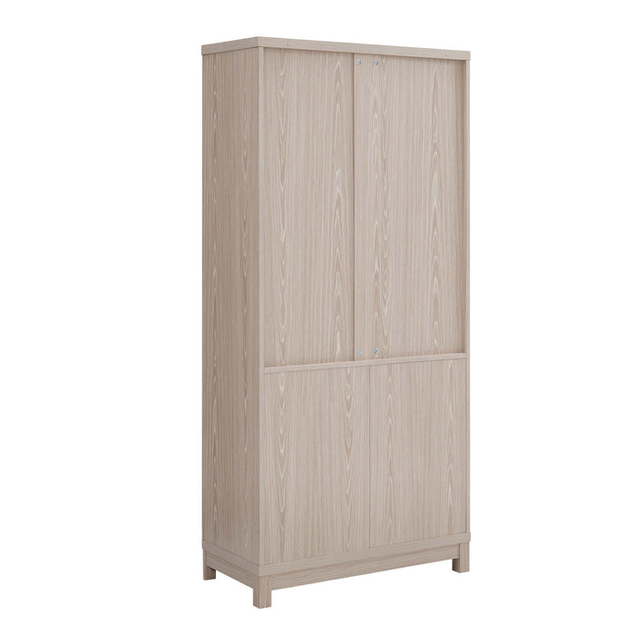 Jodie Mid-Century Modern 31\" Bookcase Cabinet in Whitewashed Oak (6-Shelf)