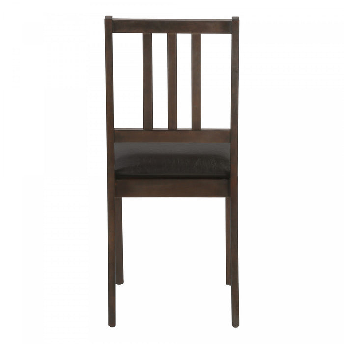 Dining Chair Set of 2 Kitchen Dining Room Brown Leather-Look Brown Wood Legs Transitional