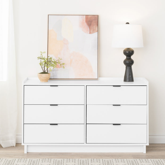 Prepac Simply Modern 52.5\" 6-Drawer Dresser - White