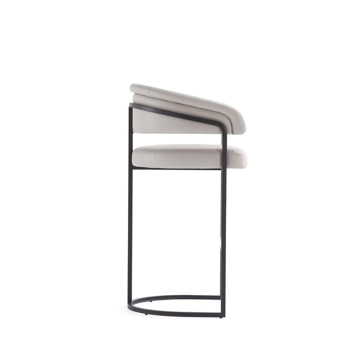 Augusta Modern Metal Upholstered Barstool in Light Gray - Set of 3