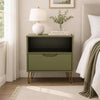 Rockefeller Mid-Century Modern 20" Nightstand in Olive Green (1-Drawer) | Table de nuit Rockefeller Mid-Century Modern 20" en vert olive (1 tiroir)