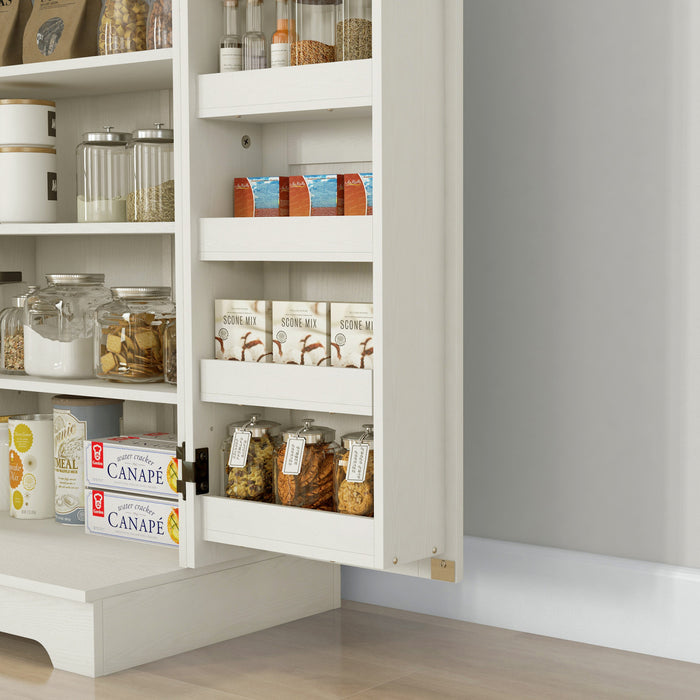 HOMCOM Kitchen Pantry Storage Cabinet with Adjustable Shelves Cream White
