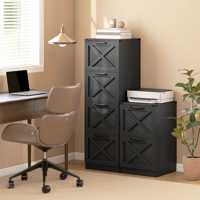 HOMCOM 4 Drawer File Cabinet, Filing Cabinet Fits Letter/A4 Size, Black