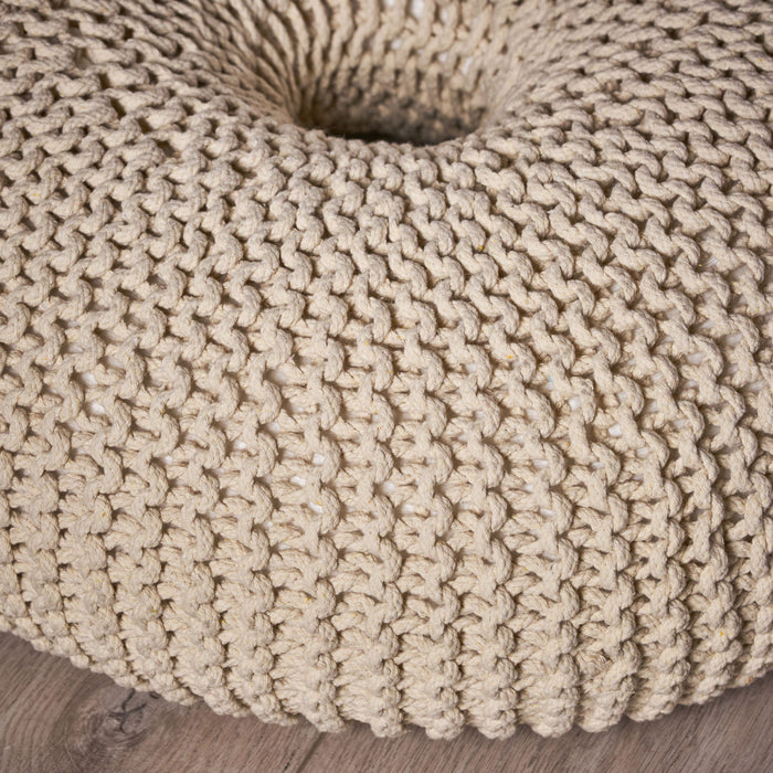 Murphy Upholstered Pouf,100% Cotton - Beige