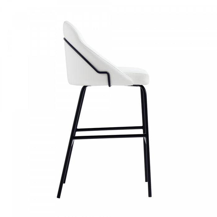 Gracie Modern Metal Upholstered Barstool in White and Black - Set of 3