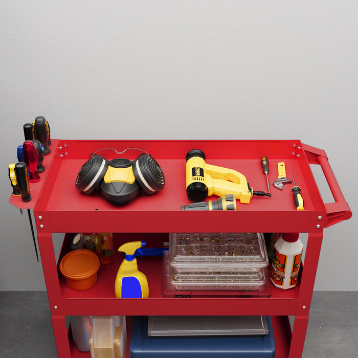 Durhand 3 Tier Rolling Tool Cart, 330 Lbs Capacity Utility Cart, Red
