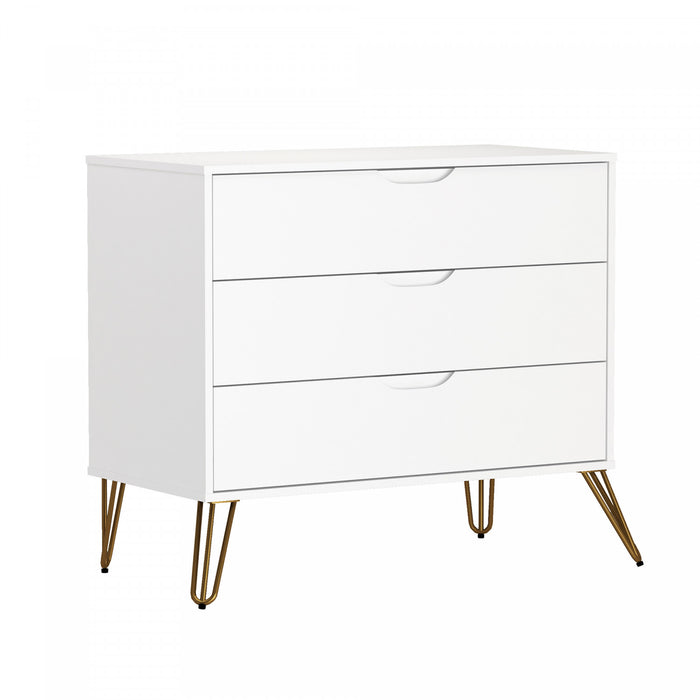 Avira Mid-Century Modern 35\" Dresser in White (3-Drawer)