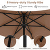 Costway 9.3 FT Solar Patio Umbrella Outdoor Market Sunshade with 24 LED Lights Ruffles Brown