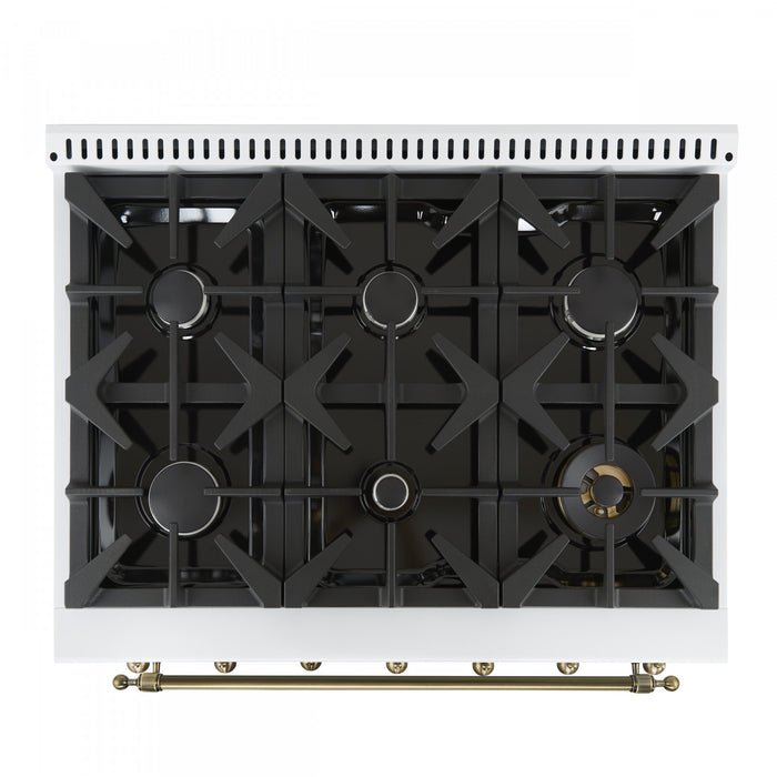 Forno Antico 36\" Dual Fuel Gas Range, White, 4.5 cu.ft. - FFSGS6113-36WHT