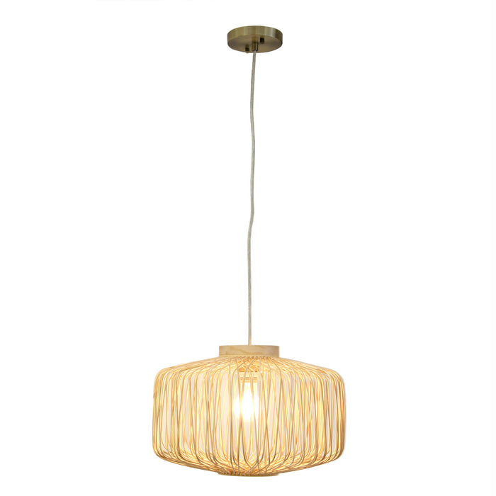 Boden Rattan Pendant Light, Natural & Nickel, 16\"D Lamp