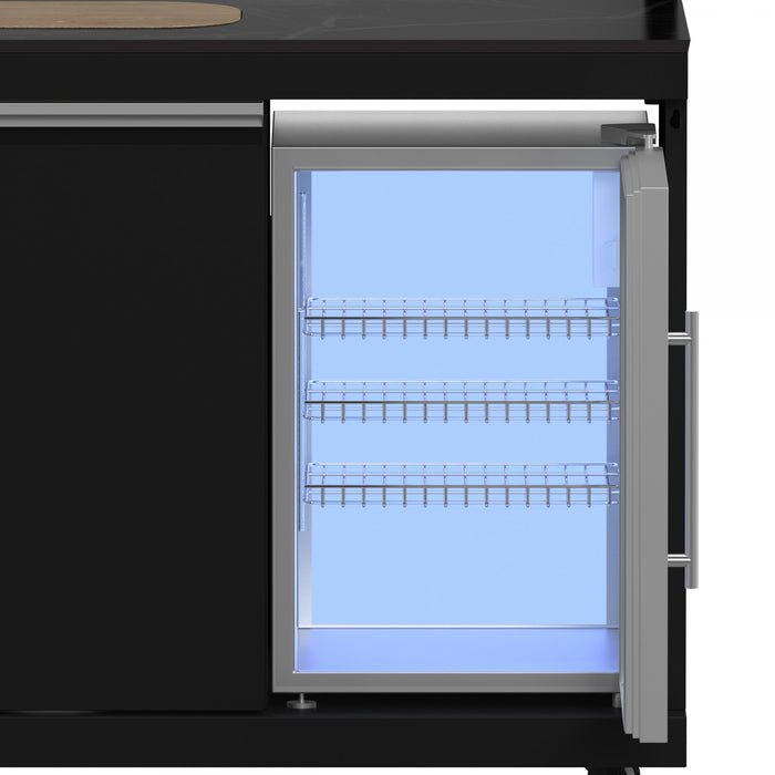 Forno All'Aperto Outdoor Kitchen with Black Countertop, 99,600 BTU, Bar Module & Pizza Oven - FODKT2568BLK