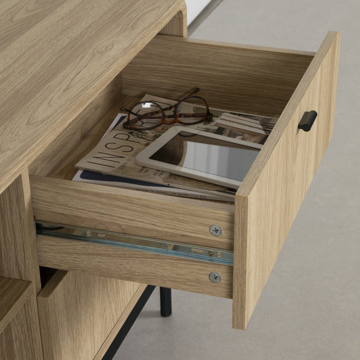 Mezzy Tv Stand With Door And Drawers - Natural Oak 