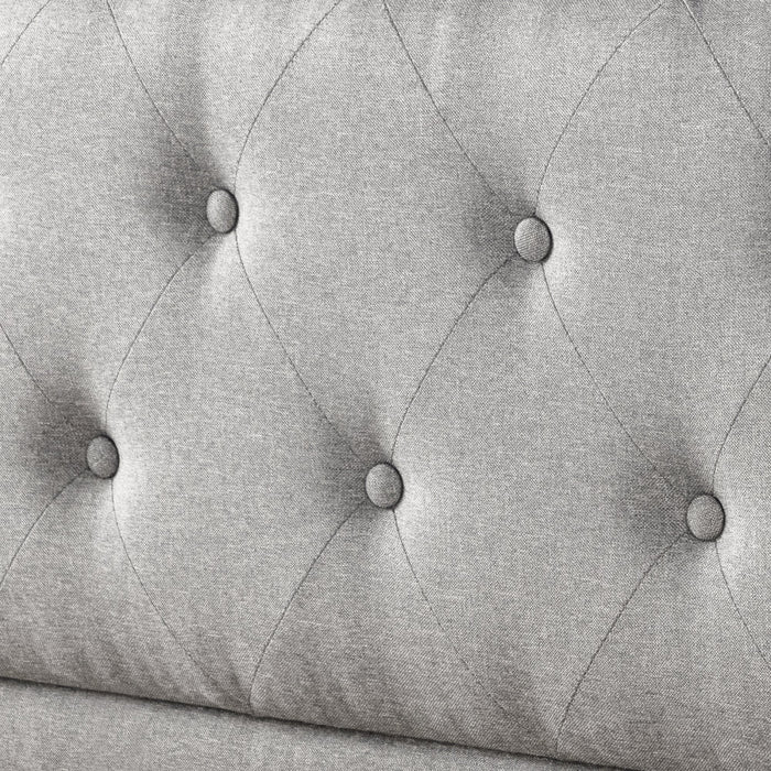 Kellen Upholstered Platform Bed with Headboard in Light Grey - Queen Size