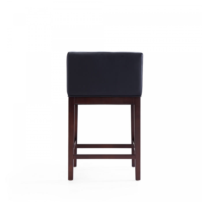 Kingsley Mid-Century Modern Wood Upholstered Counter Stool in Black - Set of 3