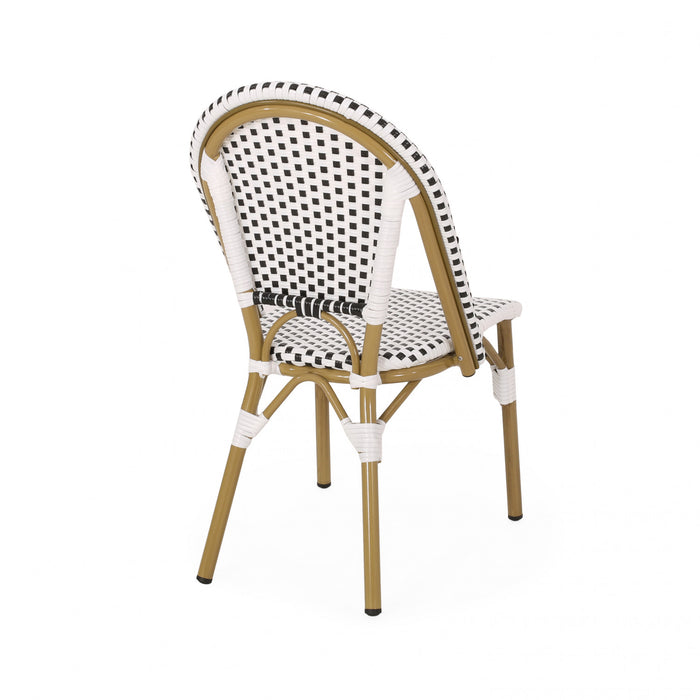 Julien Faux Ratten and Aluminum French Bistro Chairs, Set of 2 - Black and White