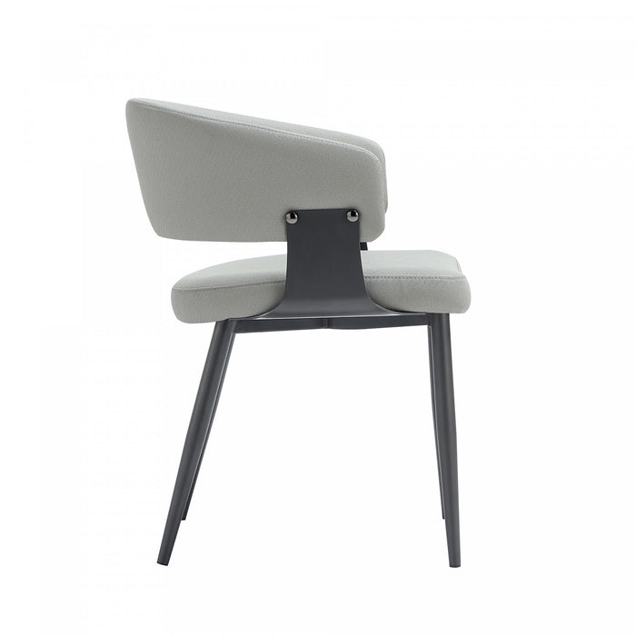 Luce Modern Metal Textured Vegan Leather Dining Chair in Stone Gray