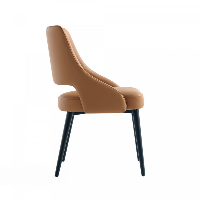 Tremont Modern Metal Vegan Leather Dining Chair in Saddle