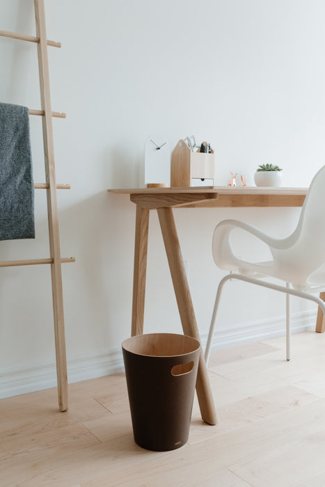 Umbra Woodrow Garbage Bin Trash Can - Espresso