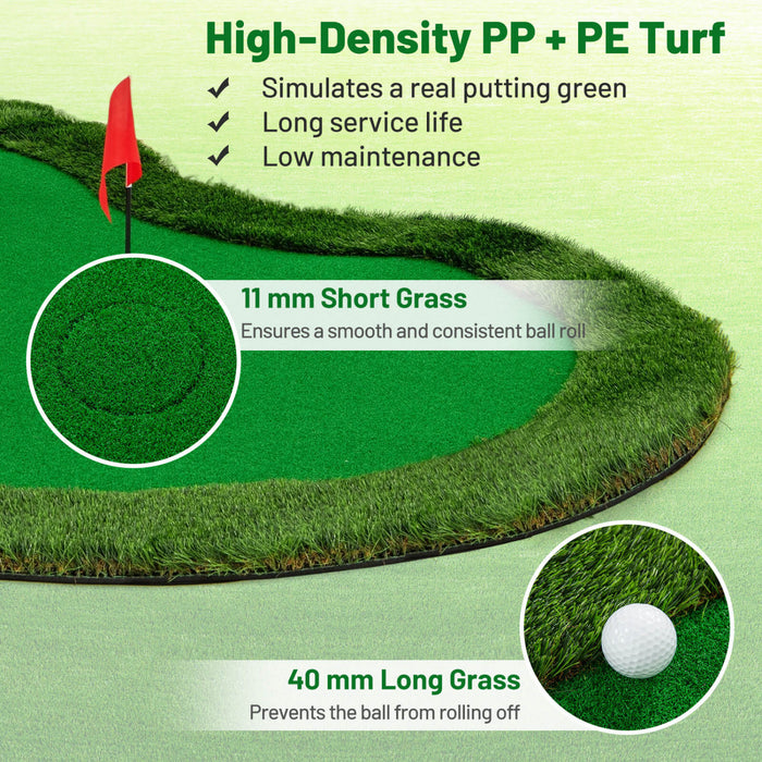 Costway 5 X 10 Ft Professional Golf Practice Mat With 3 Holes And Golf Balls For Home